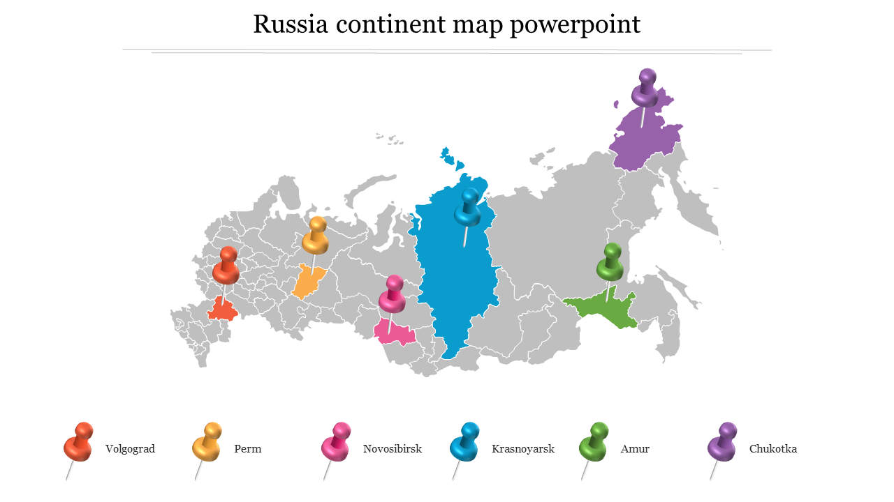 Russia continent map powerpoint